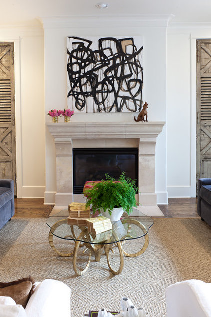 Transitional Family Room by Sally Wheat Interiors