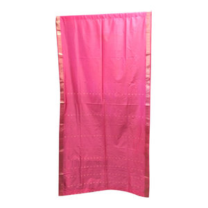 Mogul Intereior - Sari Curtains Panel, Pink - Brocade SARI Silk