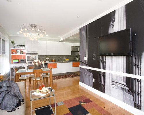 Modern Wall Mount Tv Living Room Design Ideas, Remodels & Photos | Houzz