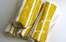 Baby Blanket, Saffron Gold Birch Trees by Sewn Natural