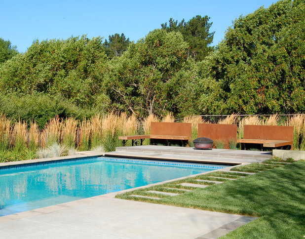 Rustic Pool by Huettl Landscape Architecture