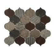 12"x12" Panache Rain Drop Pattern Velvet Glass Mosaic, Set of 5