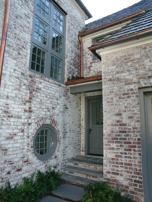 Lime Washed Brick Entryway Design Ideas, Pictures, Remodel & Decor