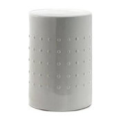 Polka Dots Ceramic Stool, White