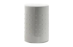 Polka Dots Ceramic Stool, White