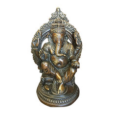 Mogul Interior - Ganesh Statue Ganesha Sculpture Indian Art Hindu Decor Spiritual Figurine Idol - Ganesha Statue Hindu Elephant God Lord Ganesha Brass figurine from india.