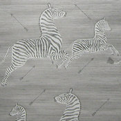 Zoe's Zebra Wallpaper, Grass Cloth, Gray Natural