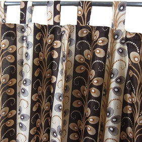 Mogul Interior - Indian Sari Curtains Printed Tab Top Saree Drapes Window Panels- Pair, 48"x96" - Our Printed Sari curtains actually gives a great impact to get the luxurious look of a room design and ideal for bedrooms, living rooms , home theaters etc.