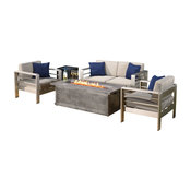 4-Piece Outdoor Aluminum Fire Table Sofa Set