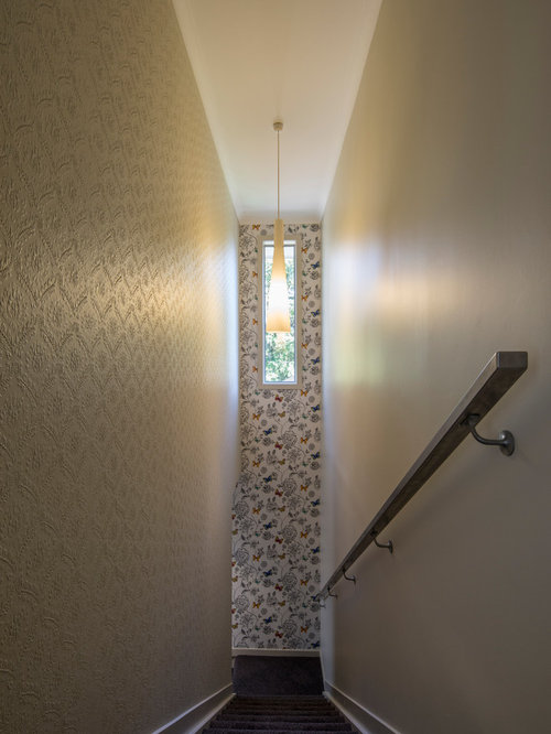 Mid-sized eclectic carpeted straight staircase photo in Dunedin Eclectic Staircase Dunedin Eclectic Staircase Dunedin Mid-sized eclectic carpeted straight staircase photo in Dunedin