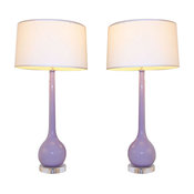 Pair Of Lilac Ball And Stem Lamps