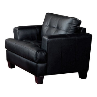 Bowery Hill Faux Leather Tufted Accent Chair In Black Contemporary