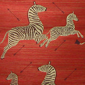 Zoe's Zebra Wallpaper, Grass Cloth, Red