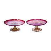 Pair Tiffany Pastel Art Glass Compotes