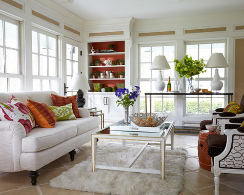 Eclectic Sunroom Newark Inspiration for an eclectic sunroom remodel in New York with terra-cotta floors and a