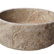 Cylindrical Natural Stone Vessel Sink, Noce Travertine