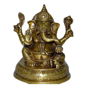 Good Luck Ganesha Brass Sculpture - http://www.mogulinterior.com/seated-ganesha-statue-brass.html
