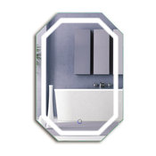 LED Lighted Octagon Wall Mount Bathroom Mirror With Defogger, 20"x30"