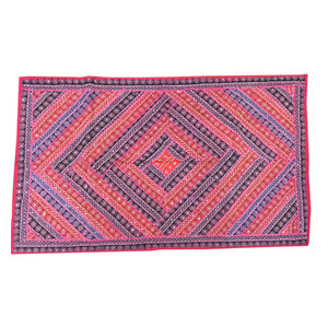 Mogulinterior - Indian Decorative Tapestry Red Pink Patchwork Wall Hanging Home Decor - Pink Sari Patchwork tapestries are handmade from vintage embroidered saris and