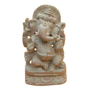Mogul Interior - Consigned Lord Ganesha Stone Statue Dancing Ganesha - Ganesh Statue is hand carved from one piece of GORARA stone.