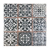 13"x13" Faventia Ceramic Floor/Wall Tiles, Set of 10, Nero