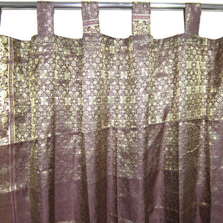 Mogul Interior - Indie Style Decor- 2 Brown Gold Brocade Indian Sari Curtains Drapes Panels - Brocade Silk blend curtains actually gives a great impact to get the luxurious look of a room design.