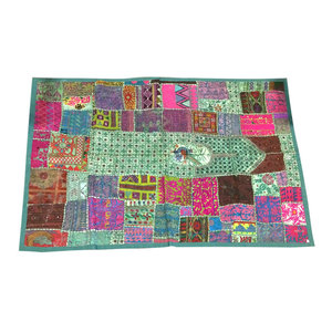 Mogul interior - Consigned Sari Tapestry Hand Embroidered Patchwork Wall Hanging - Sari tapestries are handmade from embroidered saris and Zardozi patches and are beautifully exotic creations.