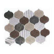 10"x13" Mixed Brown Teardrop Textured Glass and Stone Tile