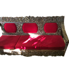 Mogul interior - Consigned Indian Rosewood Red Padded Sofa Set Sofa Table - This is a really unique Furniture Mughal Inspired Furniture Red Sofa