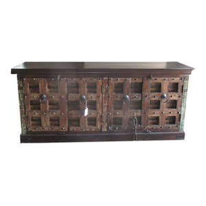 Mogul Interior - Consigned Antique Indian Distressed Wood Sideboard - Buffets And Sideboards