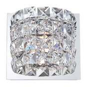 Rondell 1 Light Vanity, Chrome And Clear Crystal Glass