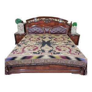 Mogulinterior - Cashmere Pashmina Bedspreads Boho Throw Blanket - Wool Blends with Rayon