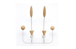 Marvin 6-Hook Coat Rack, White Frame With Oak