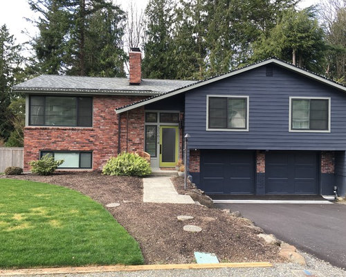 Blue Split-level Exterior Design Ideas, Renovations & Photos