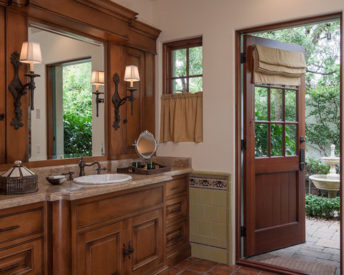 Mediterranean Bathroom Vanity With Makeup Table Home Design, Photos 