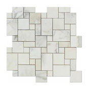 12"x12" Marble Mini Versailles Mosaic, Honed, Set of 10