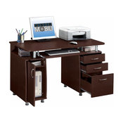 Techni Mobili Complete Workstation Computer Desk With Storage, Chocolate