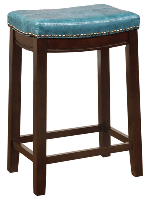 Linon - Claridge Counter Stool, Blue - The Claridge Blue Counter Stool ...