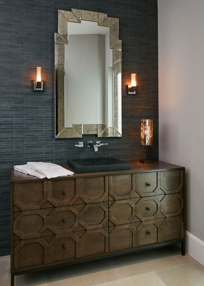 Transitional Powder Room by Knowles Design