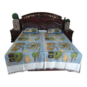 Mogul Interior - Bed Cover Sets Nature Printed Cotton Bedding Bedspreads Indian Decor - Authentic hand block printed, hand loomed cotton bedspreads.Variation and color runs are an inherent part of the hand crafting process.