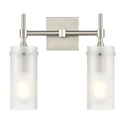 Effimero 2-Light Wall Sconce, Brushed Nickel With Frosted Glass