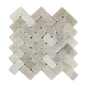 11"x12" Mixed Quartz Herringbone Stone Mosaic Tile