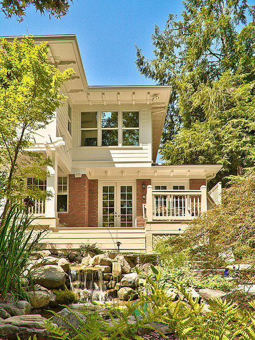 Peach Exposed Brick Home Design Ideas, Pictures, Remodel and Decor