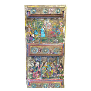 Mogul Interior - Consigned Doors Hindu God Hand-Painted Barn Door - Interior Doors