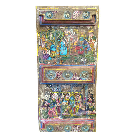 Mogul Interior - Consigned Doors Hindu God Hand-Painted Barn Door - Interior Doors
