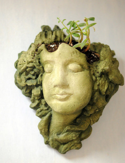 Eclectic Kitchen lady head planter