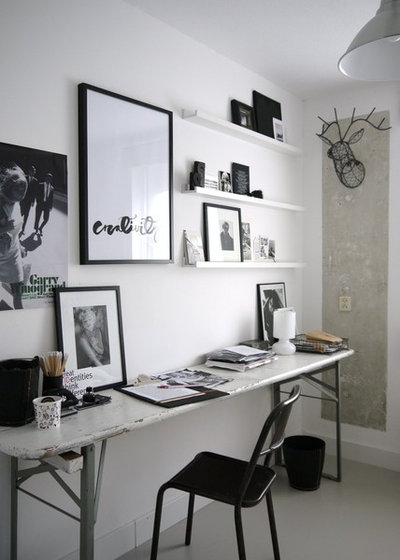 Industrial Home Office & Library by Vosgesparis