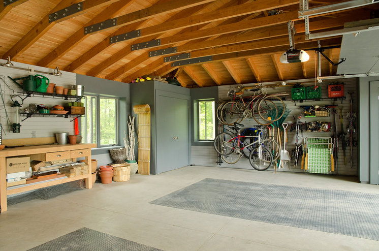 Traditional Garage And Shed Garage Interior