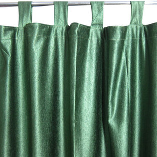 Mogul Interior - Two Pine Green Window Curtains Indian Sari Drapes Panel - Indian silk sari Curtain window drape Panels are not lined the perfect choice for your color matching bedroom decor, light, drapes with peasant look.