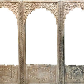 Mogul Interior - Consigned Entrance Rustic Reclaimed 5 Doors Arch Designs Floral Carving - Very beautifully detailed and a masterpiece, absolutely magnificent.